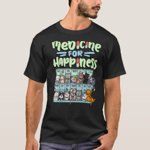 medicine for happiness pill box animals cat breeds T-Shirt
