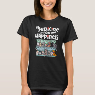 medicine for happiness pill box animals cat breeds T-Shirt
