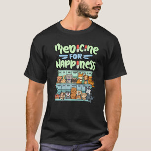 medicine for happiness pill box animals dog breeds T-Shirt