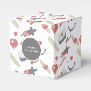 Medicine Graduation Party Nurse Practioner Pattern Favor Boxes