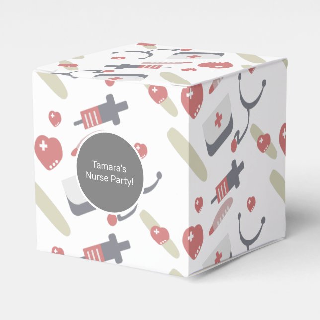 Medicine Graduation Party Nurse Practioner Pattern Favor Boxes (Front Side)