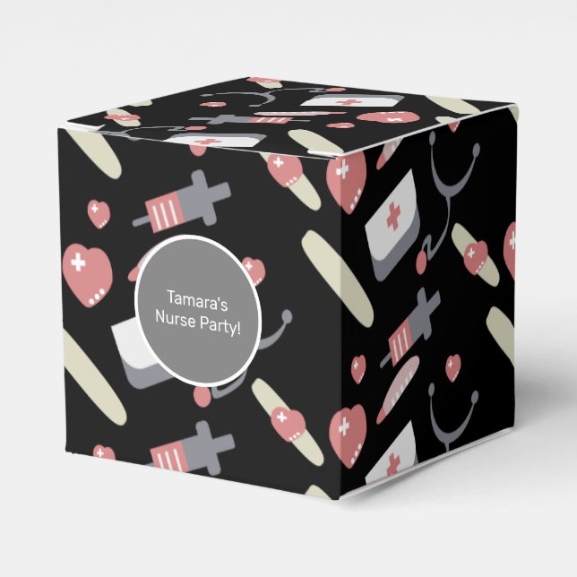 Medicine Graduation Party Nurse Practioner Pattern Favor Boxes (Front Side)