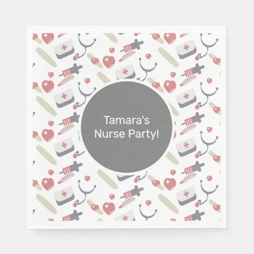 Medicine Graduation Party Nurse Practioner Pattern Napkins