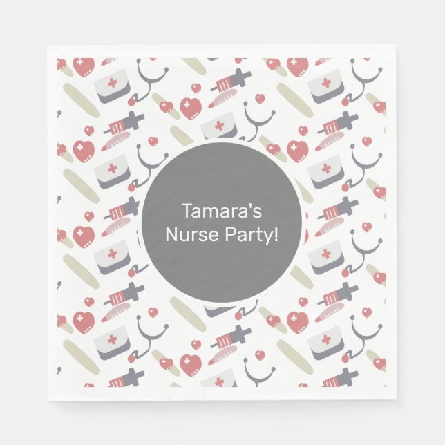 Medicine Graduation Party Nurse Practioner Pattern Napkins (Front)
