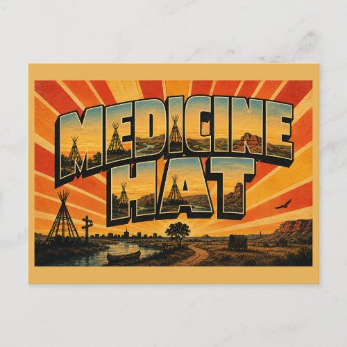 Medicine Hat Alberta Tepee River Valley Art Postcard
