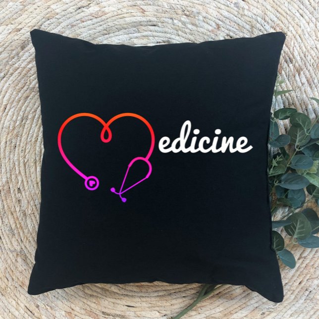 Medicine heart stethoscope medical doctor gift throw pillow (Creator Uploaded)