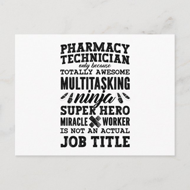 Medicine Hero Tech Pharmacist Pharmacy Technician Postcard (Front)