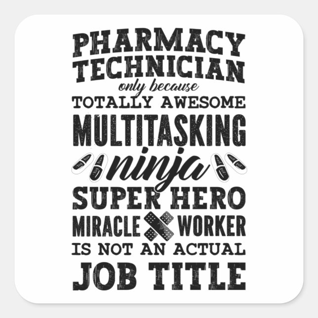 Medicine Hero Tech Pharmacist Pharmacy Technician Square Sticker (Front)