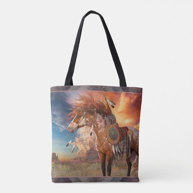 Medicine Horse w/border Tote Bag (Back)