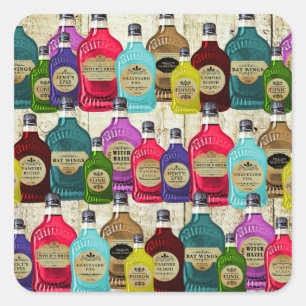 Medicine Man Magic Potion Apothecary Tonic Bottles Square Sticker