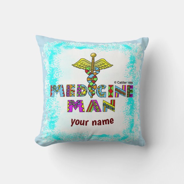 Medicine man throw pillow (Front)