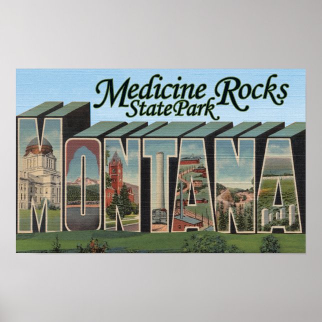 Medicine Rocks State Park, Montana Poster (Front)