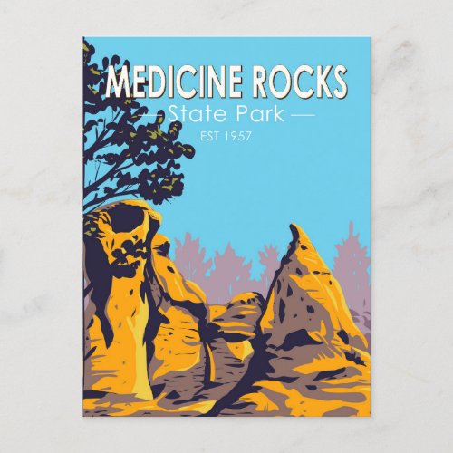 Medicine Rocks State Park Montana Vintage Postcard
