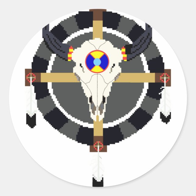 MEDICINE WHEEL CLASSIC ROUND STICKER (Front)