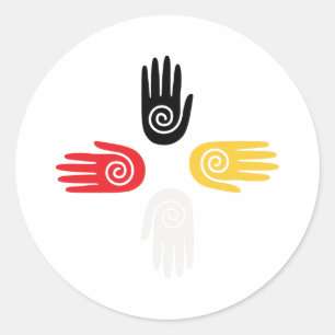 Medicine Wheel Hands Classic Round Sticker