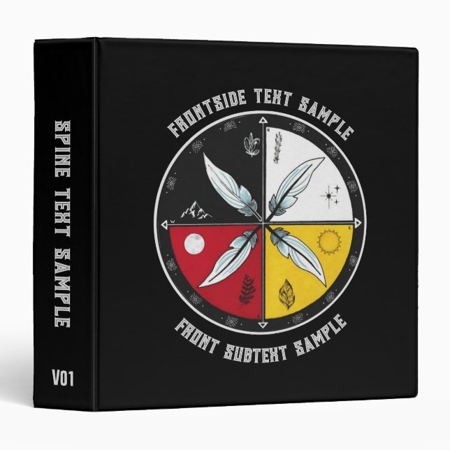 Medicine Wheel Mandala Round Indigenous 3 Ring Binder (Front/Spine)