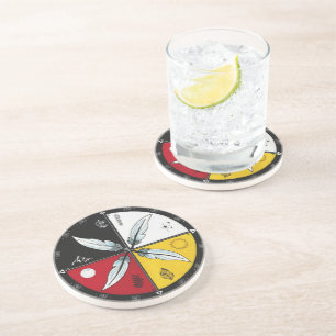 Medicine Wheel Mandala Round Indigenous Coaster