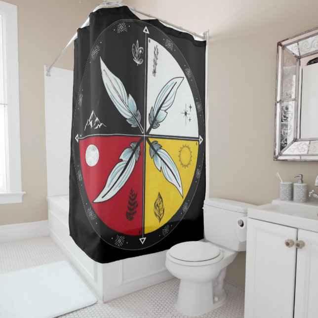 Medicine Wheel Mandala Round Indigenous Shower Curtain (In Situ)