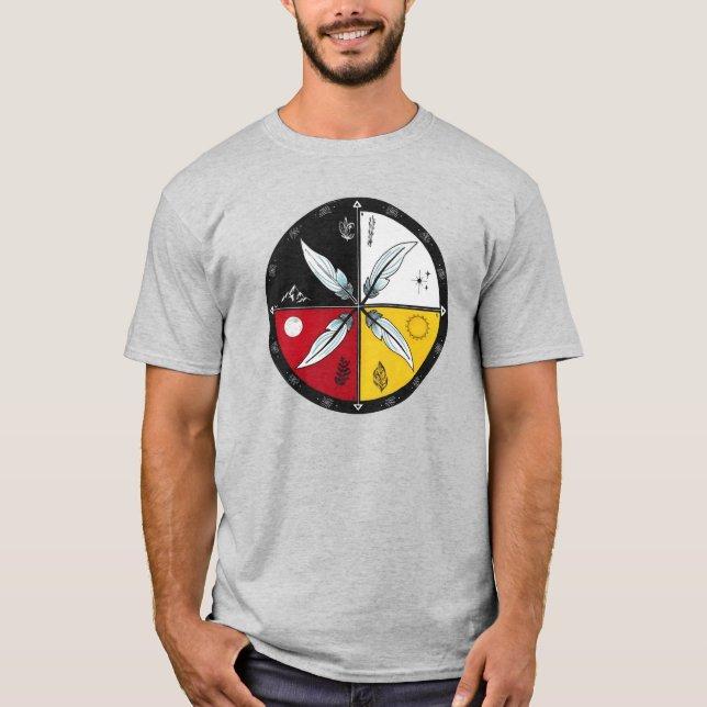 Medicine Wheel Mandala Round Indigenous T-Shirt (Front)