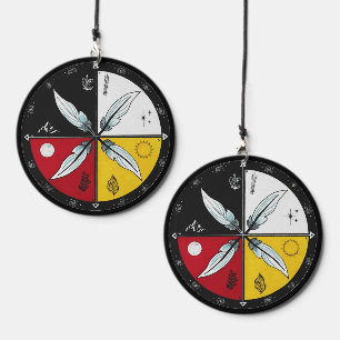 Medicine Wheel Mandala Round Indigenous Wind Chime
