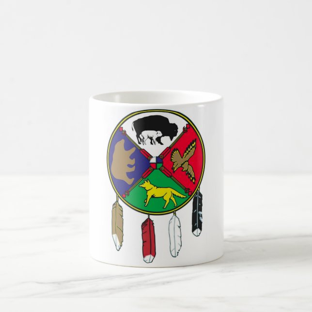 Medicine Wheel Mug w/feather decoration (Center)