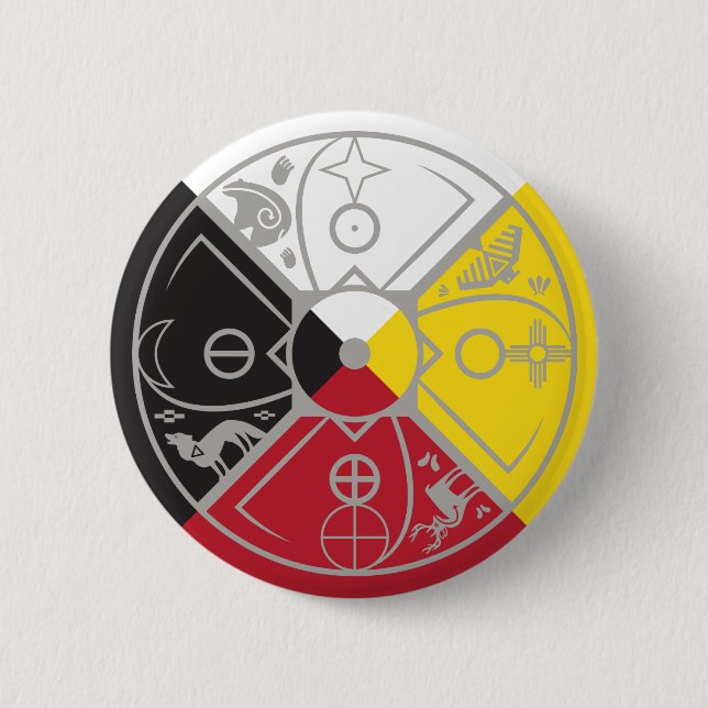 medicine wheel sacred hoop button (Front)