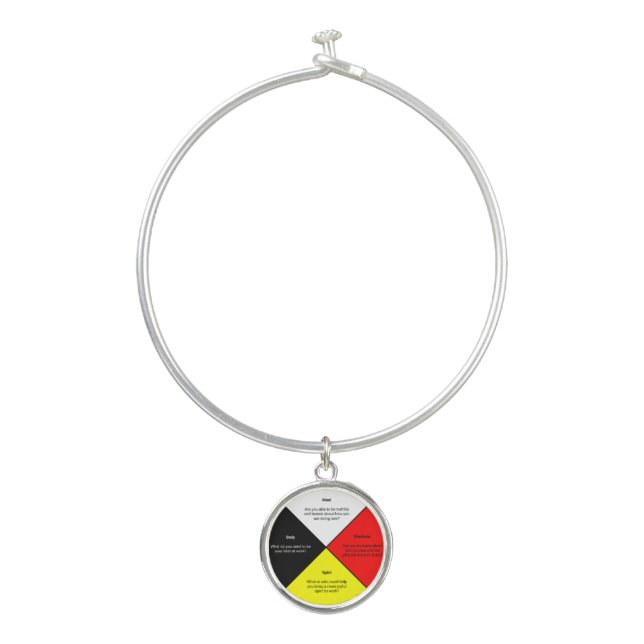 Medicine Wheel words Bracelet With Round Charm (Front)
