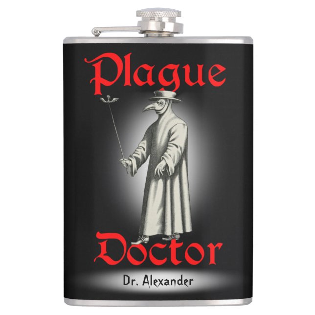 Medico Della Peste Plague Doctor Bird Beak Costume Flask (Front)