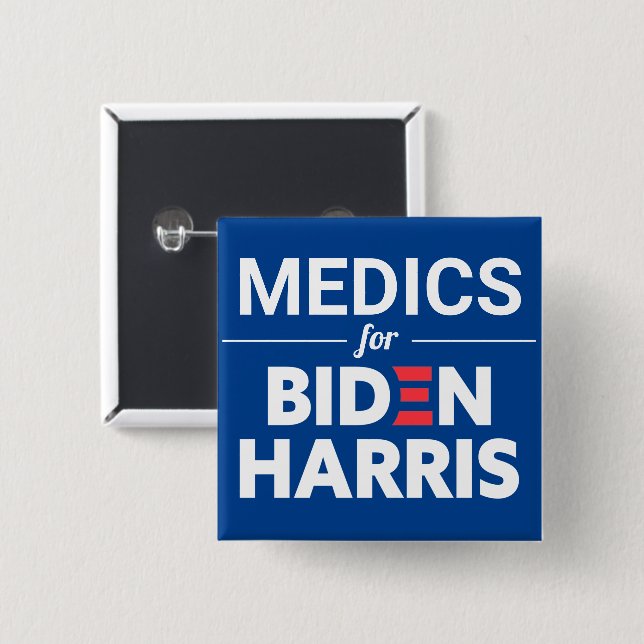 Medics for Biden Harris Custom Text Blue Button (Front & Back)