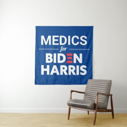 Medics for Biden Harris Custom Text Blue Tapestry