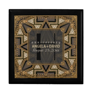 Mediev Art Deco Black Gold Wedding Anniversary Box