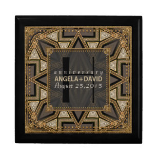 Mediev Art Deco Black Gold Wedding Anniversary Box