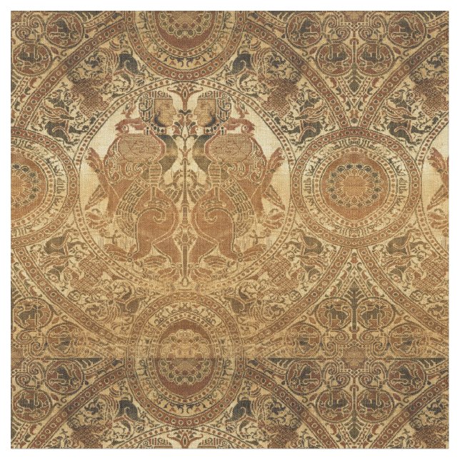 Medieval 12th Century Lions & Harpies Pattern Fabric (Close Up)
