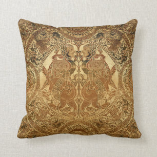 Medieval 12th Century Lions & Harpies Pattern Throw Pillow