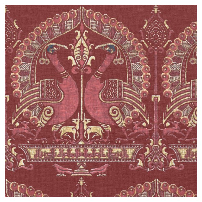 Medieval 12th Century Peacock Pattern Fabric (Close Up)