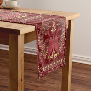 Medieval 12th Century Peacock Pattern Short Table Runner