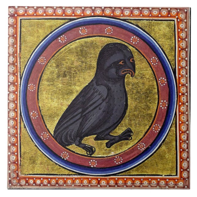 Medieval Aberdeen Bestiary Owl Ceramic Tile (Front)