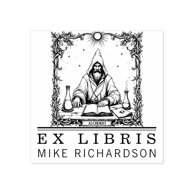 Medieval Alchemist Bookplate Stamp (Imprint)