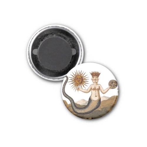 Medieval Alchemy Symbol _ Merman with Sun and Moon Magnet