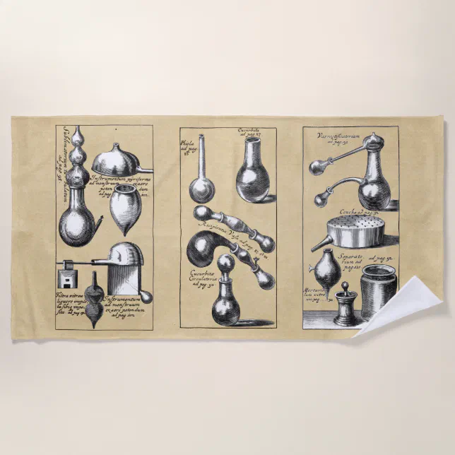 Medieval Alchemy Tools Beach Towel | Zazzle