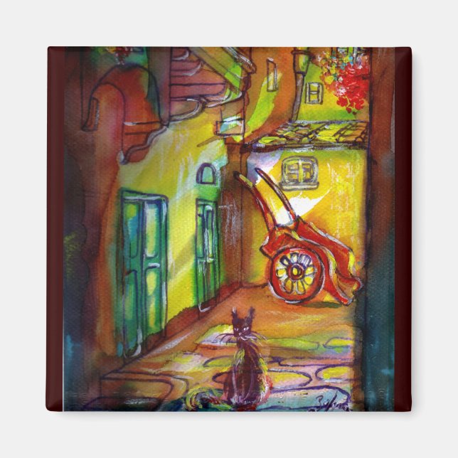 Medieval alley by night in Florence -detail Magnet (Front)