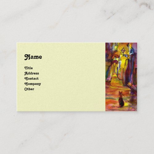 MEDIEVAL ALLEY BY NIGHT IN FLORENCE pearl Business Card