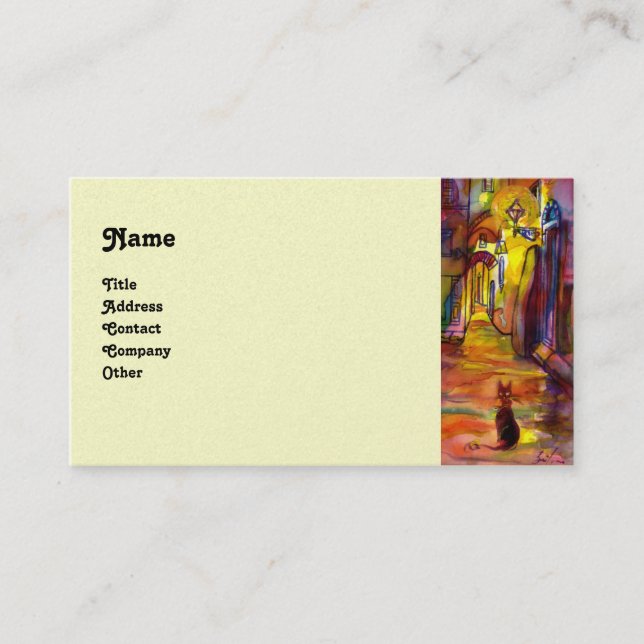 MEDIEVAL ALLEY BY NIGHT IN FLORENCE pearl Business Card (Front)