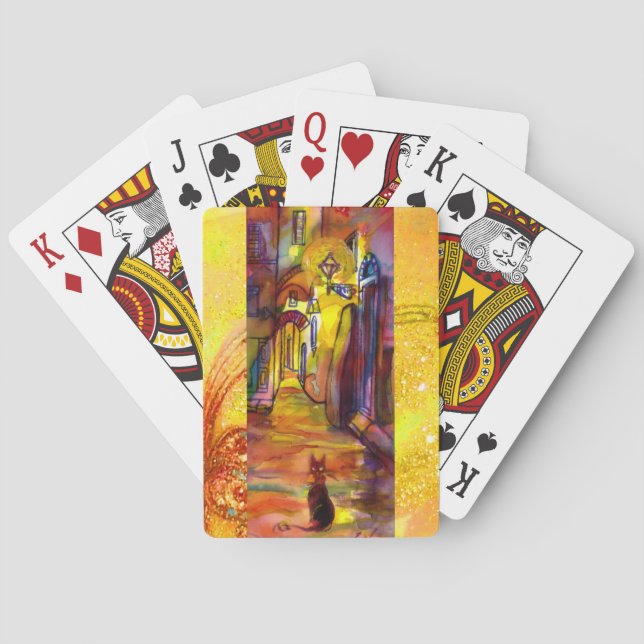 MEDIEVAL ALLEY BY NIGHT IN FLORENCE  POKER CARDS (Back)