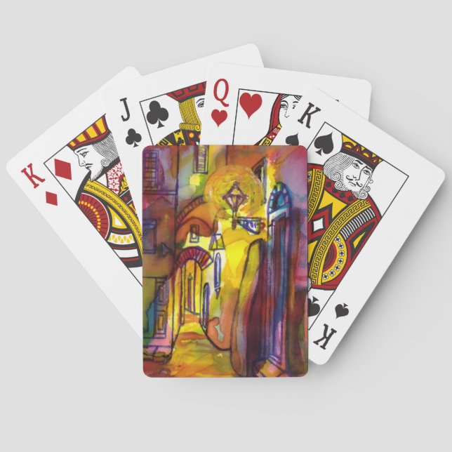 MEDIEVAL ALLEY BY NIGHT IN FLORENCE POKER CARDS (Back)