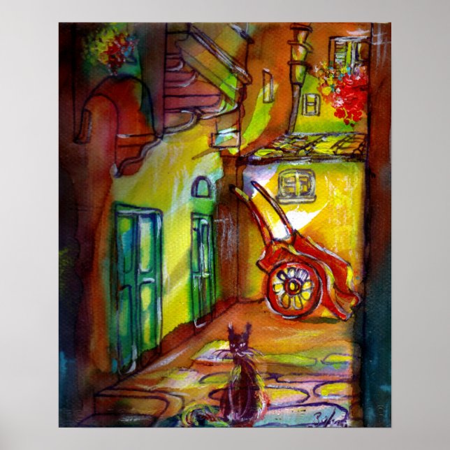 Medieval alley by night in Florence Poster (Front)