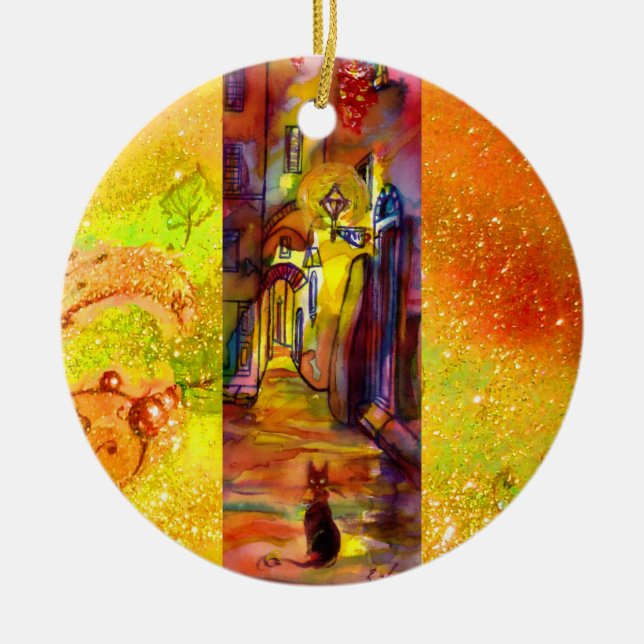 MEDIEVAL ALLEYS  BY NIGHT IN FLORENCE CERAMIC ORNAMENT (Front)