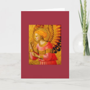 Medieval Angel Blank Christmas Card in Red