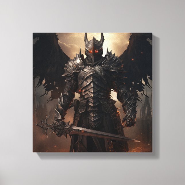 Medieval Angel Warrior - Stretched Canvas Print (Front)