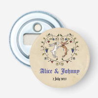Medieval animals bride and groom bottle opener